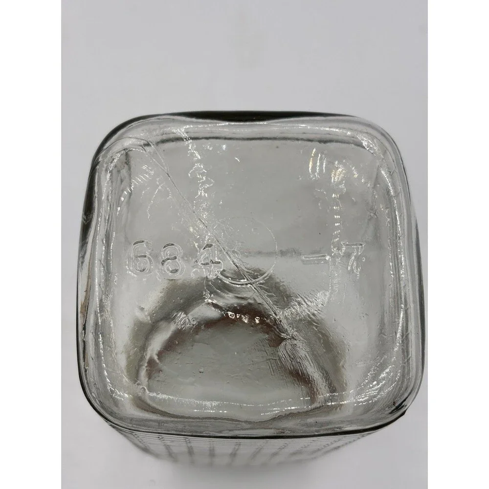 Vintage Square Qt. Jar Waffle/grid Pattern Three Sides Canning/ Coffee Jar
